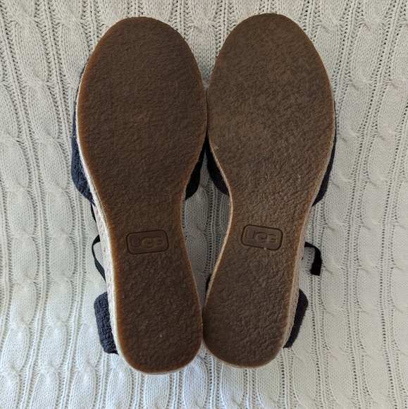 Ugg Delmar Espridrille Wedge Sandals 9 Black  1003496 Wedges Tie Sandal - Picture 9 of 12